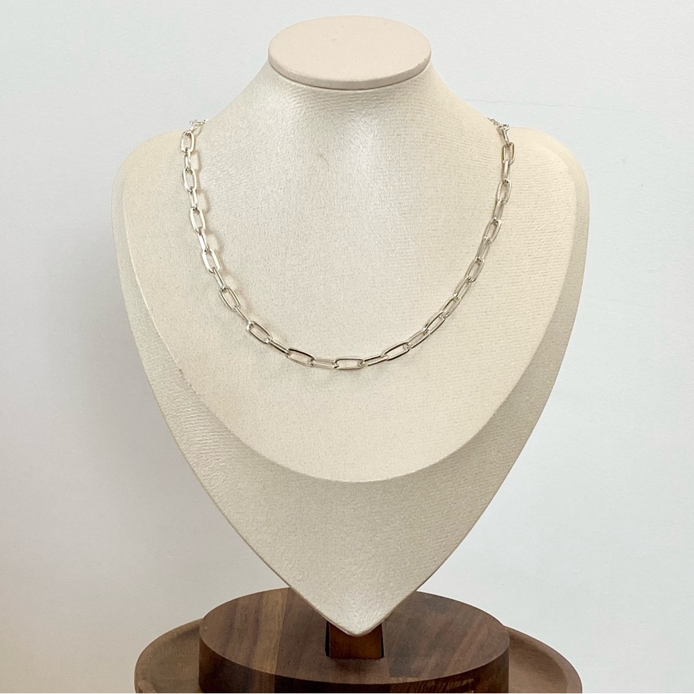 3/$20 Dainty Silver Paperclip Chain Choker Necklace - Picture 4 of 8